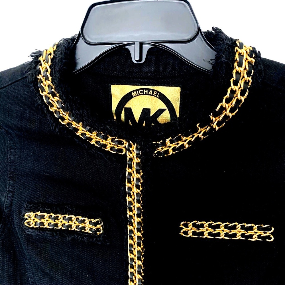 ✨ Michael Kors Gold Chain Embellished Blazer – Size 2